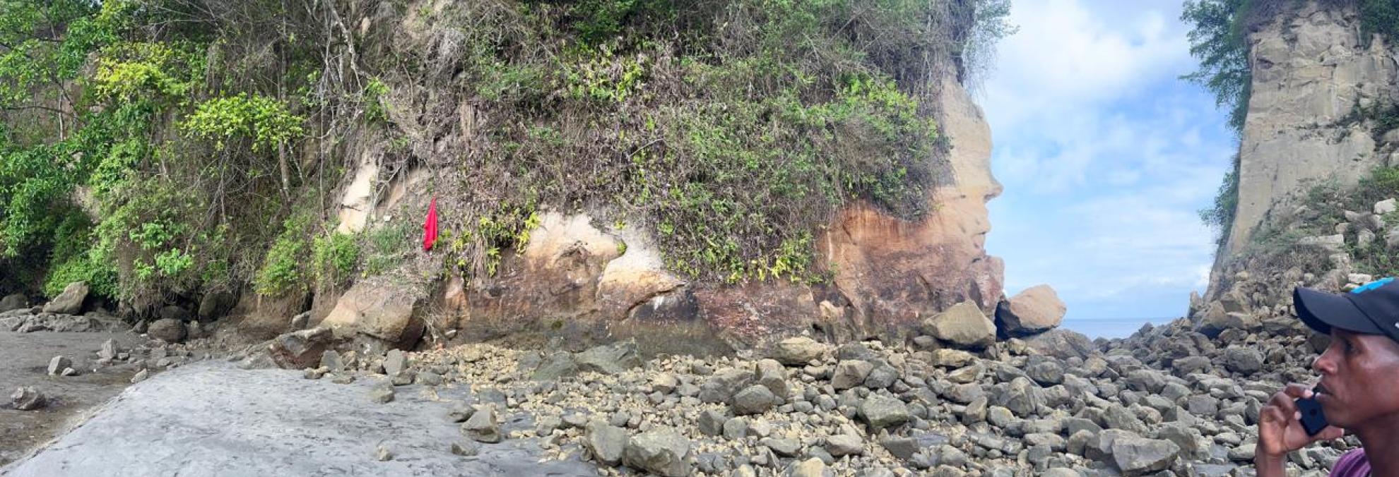 Dimar y autoridades de Tumaco refuerzan medidas de prevención en la playa de El Morro tras desprendimiento de rocas
